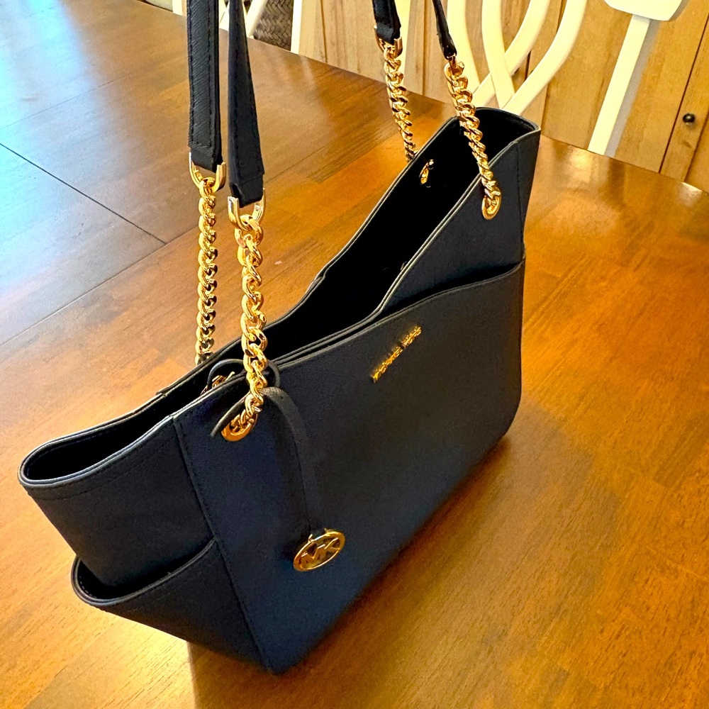 Michael Kors Black Shoulder Bag with Gold Accents - Picture 5 of 7